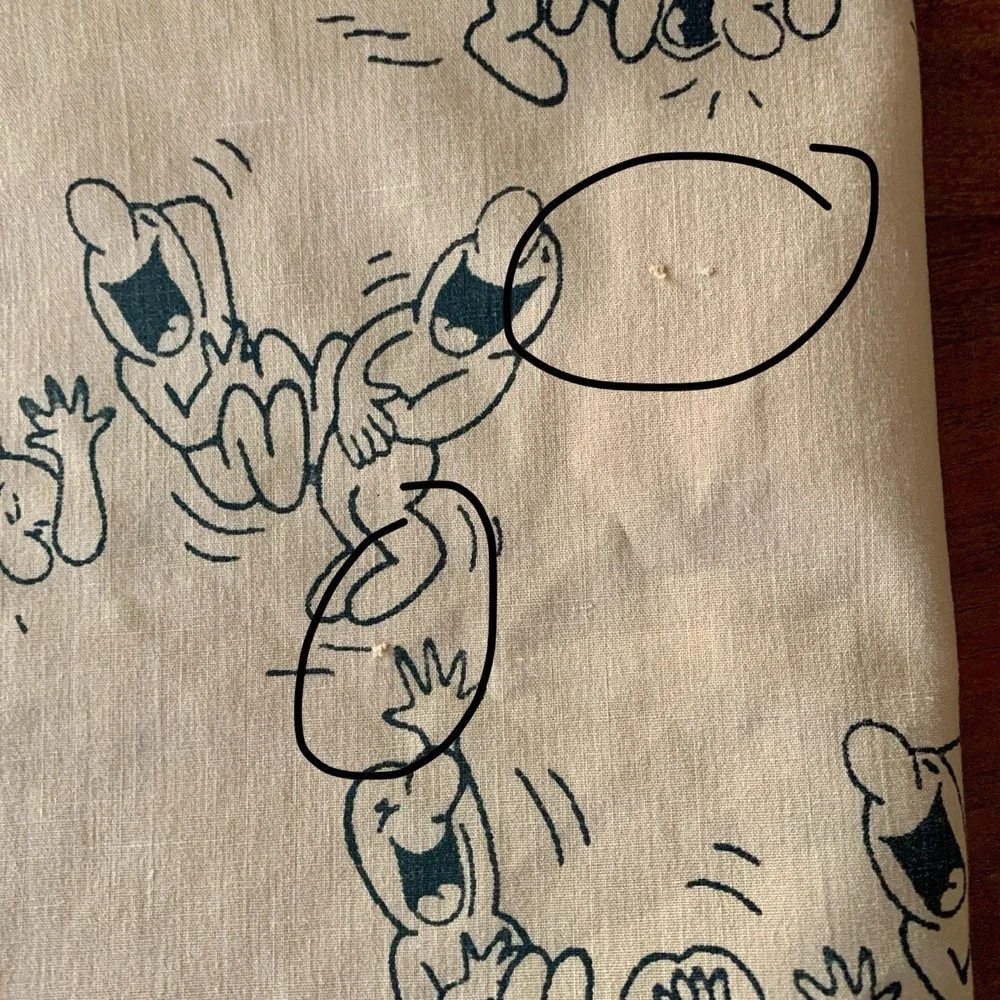 Vintage Henry Syverson Beige Laughing Man Cartoon Twin Flat Sheet Vintage Fabric